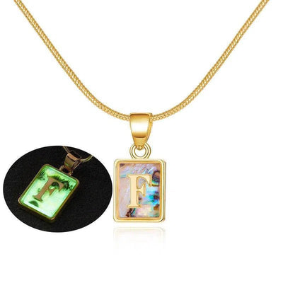 26 Letter Square Necklace Colorful Shell Luminous Pendant Chain Necklace For Women Temperament Ladies Jewelry-15