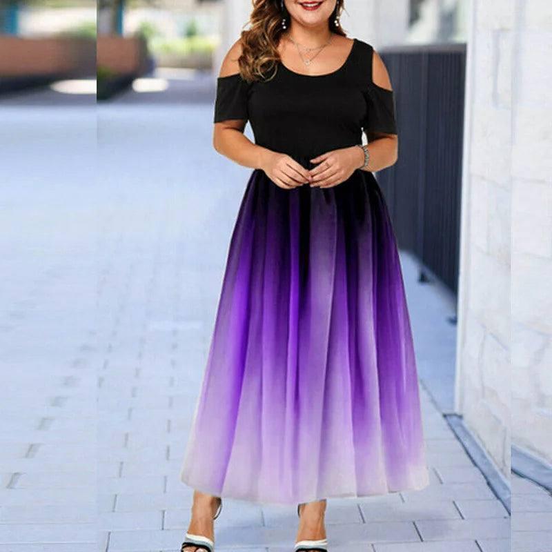 Chic Cold-Shoulder Ombre Maxi Dress | Trendy Styles-purple-8