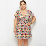 2022 Summer Oversized Dress Women Plus Size Floral Print Dress Ladies Large Size Short Party Dress For Women 3XL 4XL-08-14