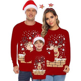 Christmas Antlers Cute Print Crew Neck Sweater-1