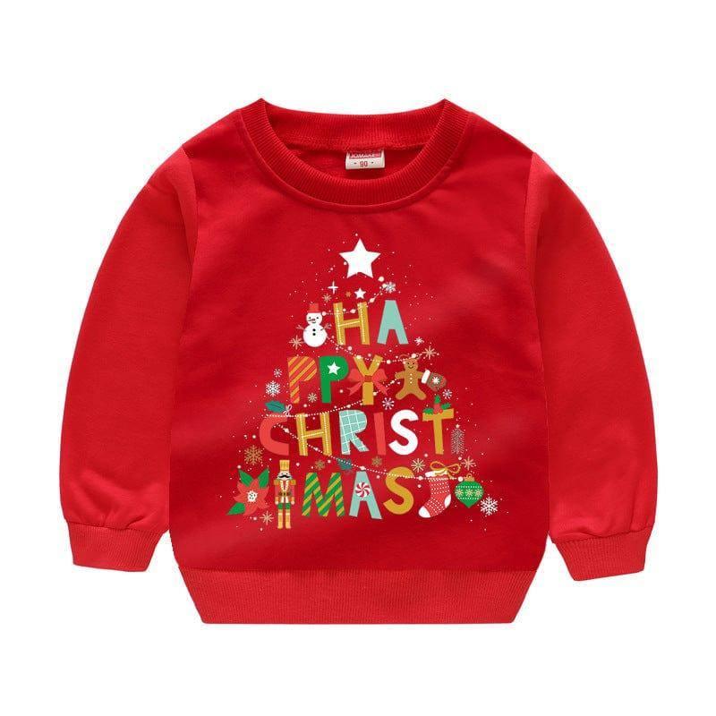 Christmas Casual Children Sweater Holiday Clothing-Red3-4