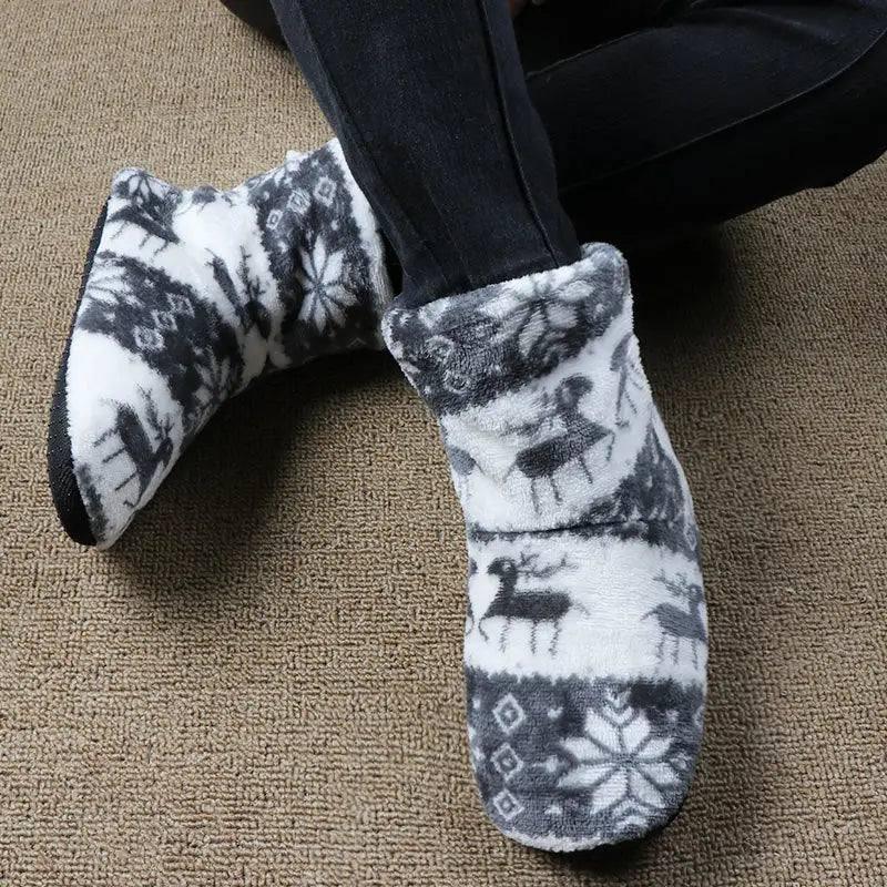 Christmas Elk Floor Shoes Indoor Socks Shoes Warm Plush-3