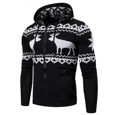 Christmas elk hooded sweater-Black-1