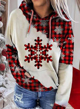 Christmas Print Contrast Sweater Hoodie-2