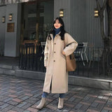 College Style Long Woolen Coat Women-6