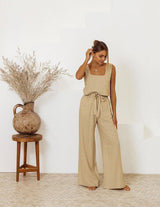 Cotton And Linen Wholesale Vest Sleeveless Trousers Loose Outfit Fashion Suit-7