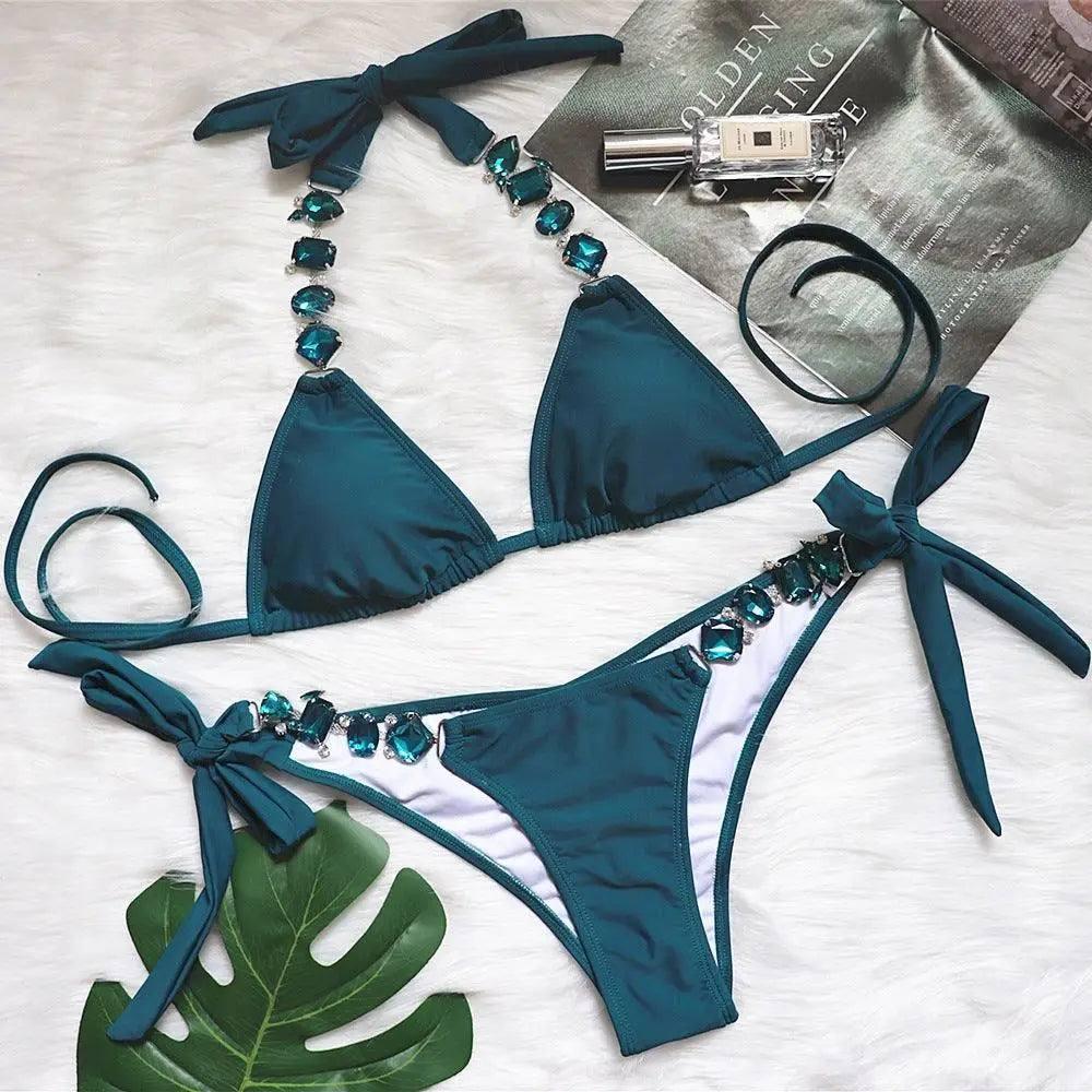 Crystal Diamond Glamour Gemstone Bikini-DarkBlue-13