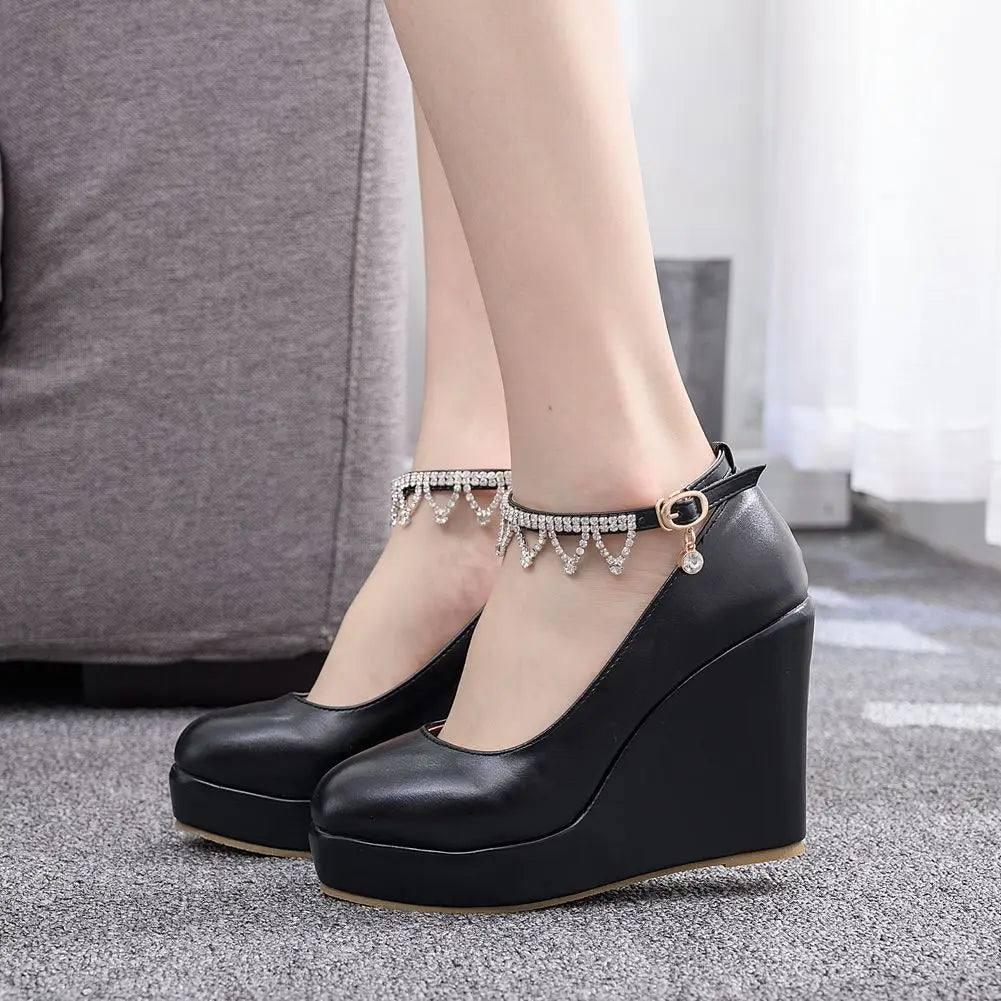 Crystal Queen Ankle Strap Platform-black W1RL-3