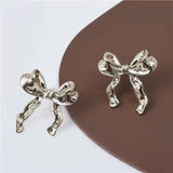 Elegant Gold Bow Earrings for Women-Silver-3