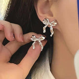 Elegant Gold Bow Earrings for Women-7