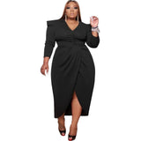 Elegant Plus-Size Blue Wrap Dress Styles-black-7