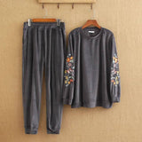 Embroidered Casual Tracksuit Set for Trendy Comfort-GRAY-8