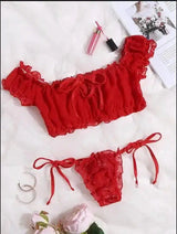 European and American Erotic Lingerie Sexy Women's Strapless-Red-4