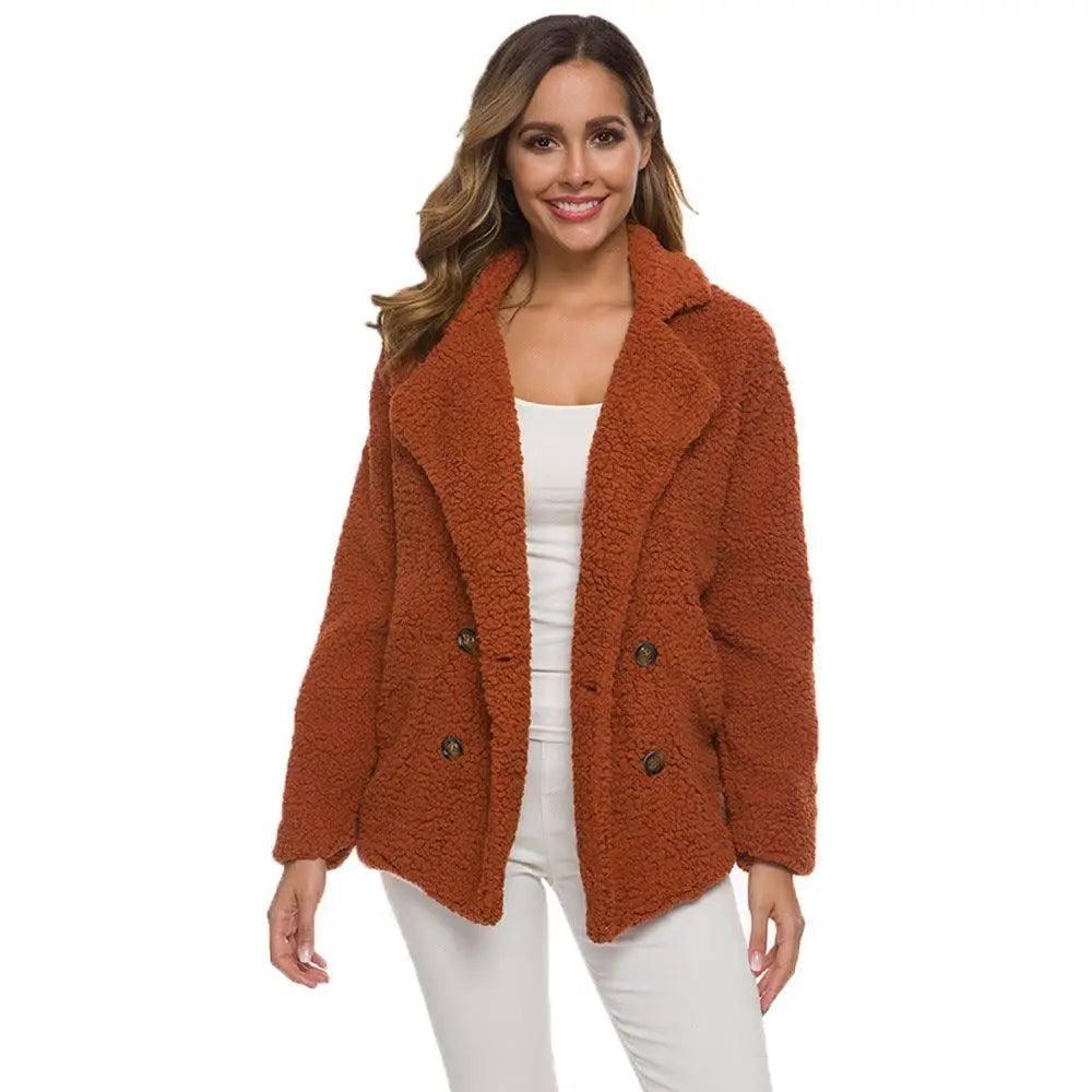 European And American Lamb Fleece Thickened Women's Sweater-Caramel-21