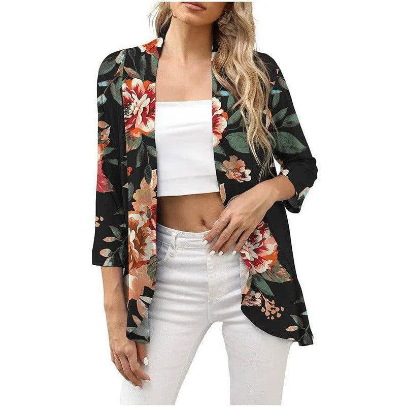 European And American Leisure Printed Knitted Cardigan-Printing 4-8