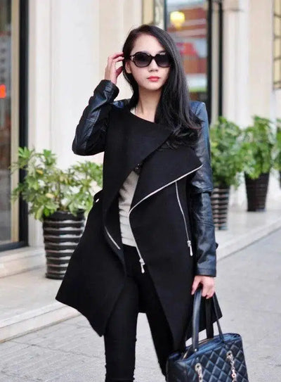 European and American new style woolen coat women-Black-3