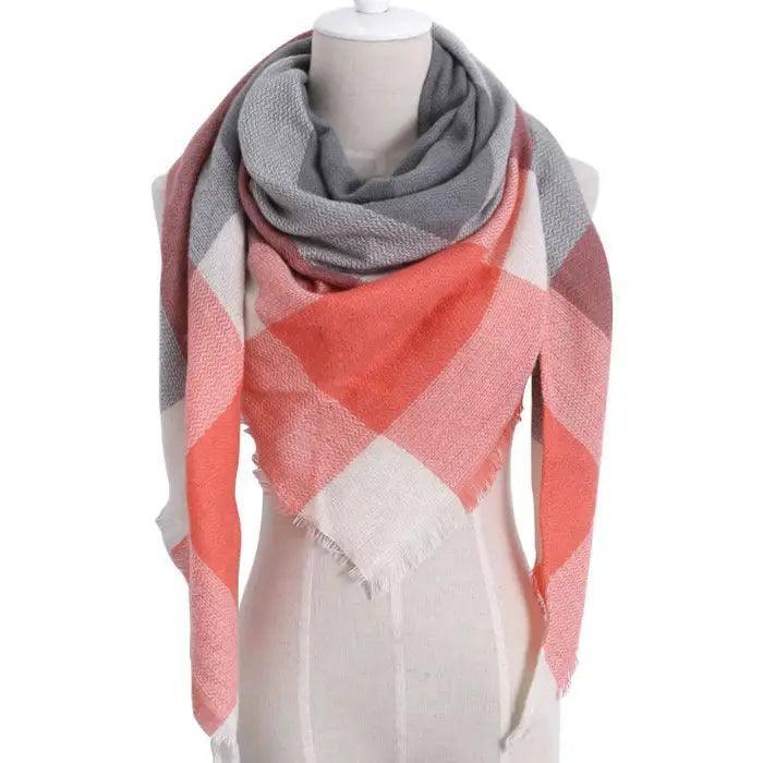 European And American Triangle Cashmere Women's Winter Scarf-Watermelon red-8