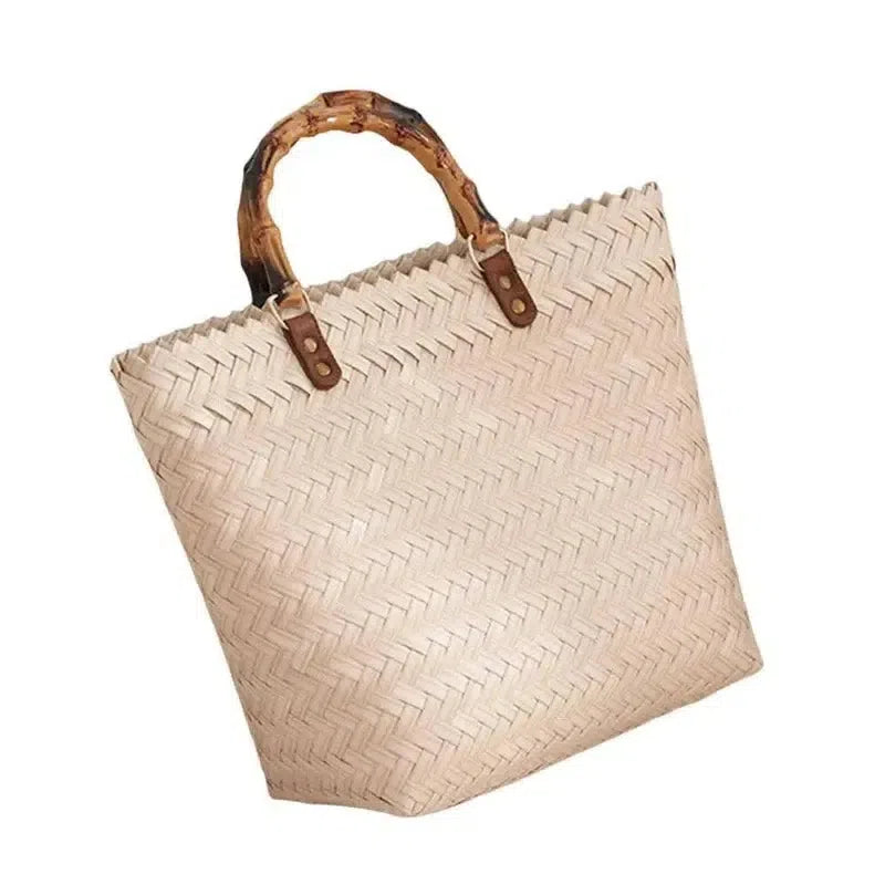 Exquisite Woven Tote Bag Multifunctional Women Handbag High-Beige-6