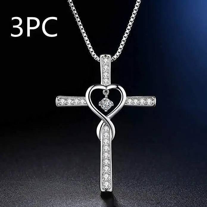 Fashion Cross Religious Belief Inlaid Zircon Pendant-3PC7Style-7