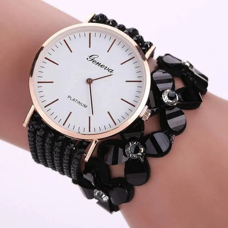 Fashion Geneva Flowers Watches Women Dress Elegant Quartz Bracelet Ladies Watch Crystal Diamond Wrist Watch Gift Reloj Mujer-4