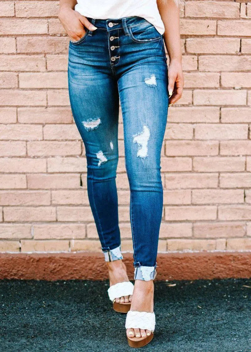 Fashion Holes Skinny Jeans-6