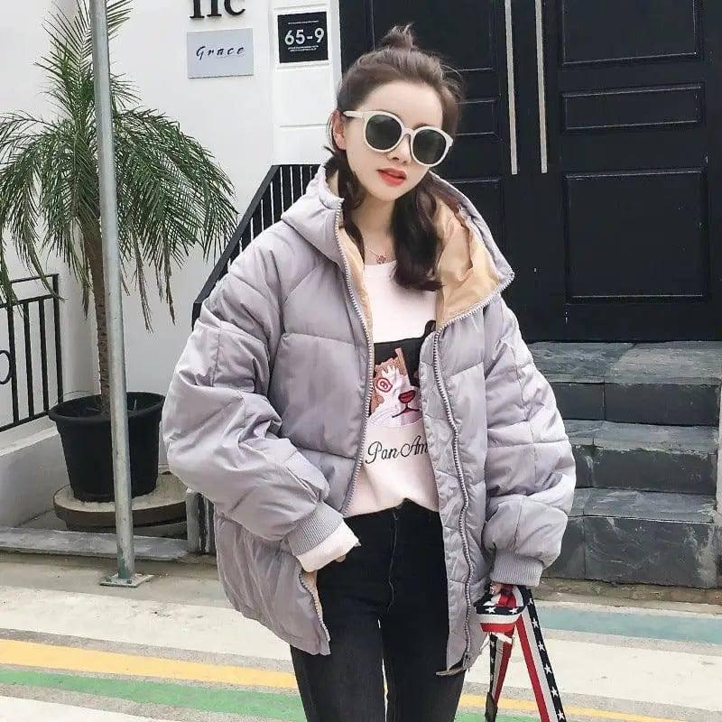 Fashion Short Cotton Coat Ladies Small Padded Jacket-Grey-2