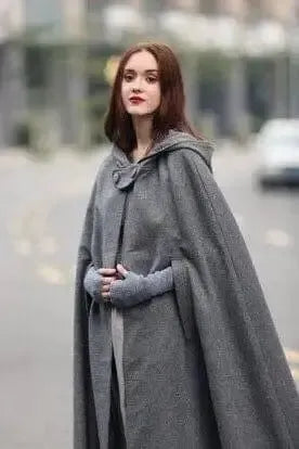 Four-color hooded tie shawl-Grey-5
