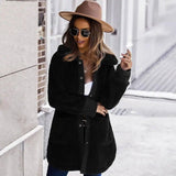 Furry Long Coat Winter Long-sleeved Double-faced Fleece Coat-Black-2