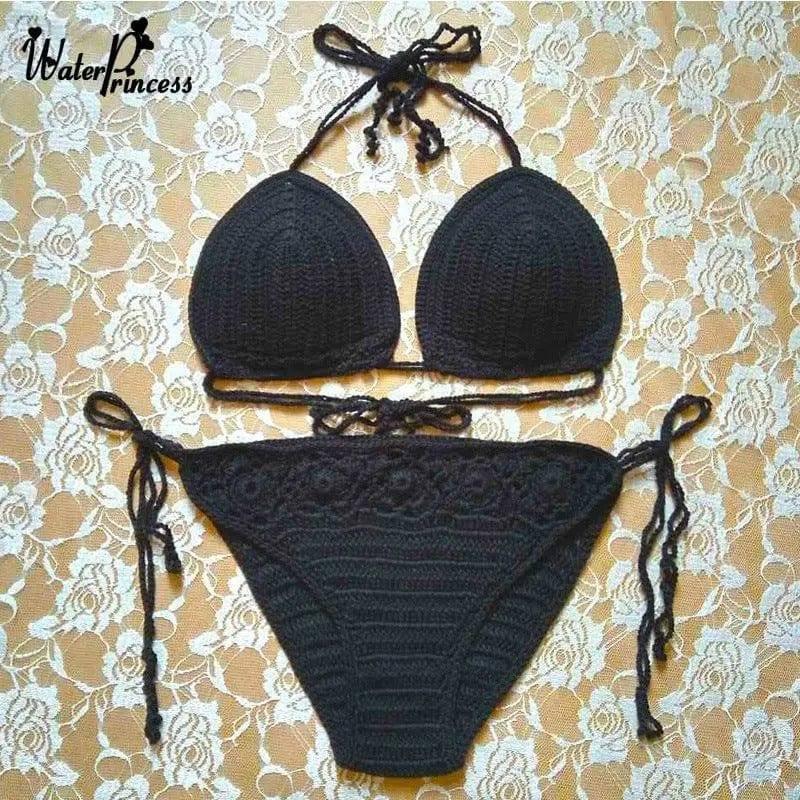 Handmade Crochet Bikini Bikini, Europe and the United-Black-10