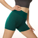 Honeycomb Design Yoga Pants Solid Color Hip-lifting Fitness-Green-4