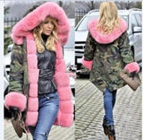 Hooded camouflage coat-Greenpinkfur-2