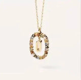 Initial 'A - Z' Crystal Pendant Necklace Gold-Tone-15