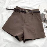 ITOOLIN Casual Women's Shorts A-line High Waist Short Chic-COFFEE5-8