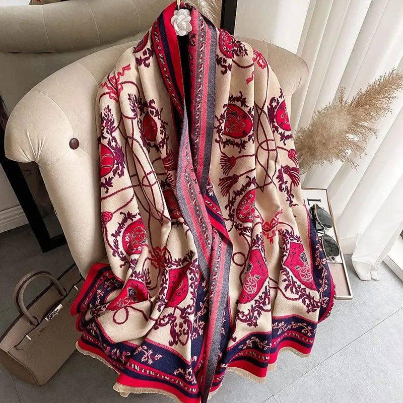 Japanese Patterned Cashmere Scarf For Women In Autumn And-4