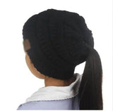 Knitted Ponytail Hat, Women's Wool Hat Fashion-Childblack-24