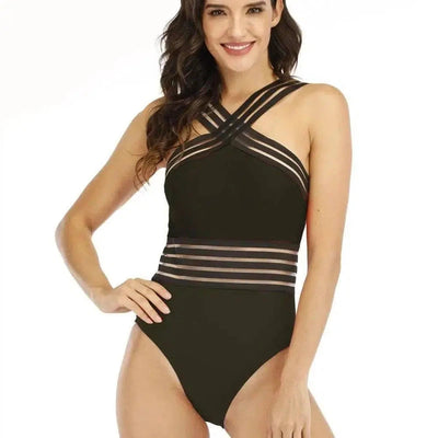 Lace swimsuit bikini-Black-1