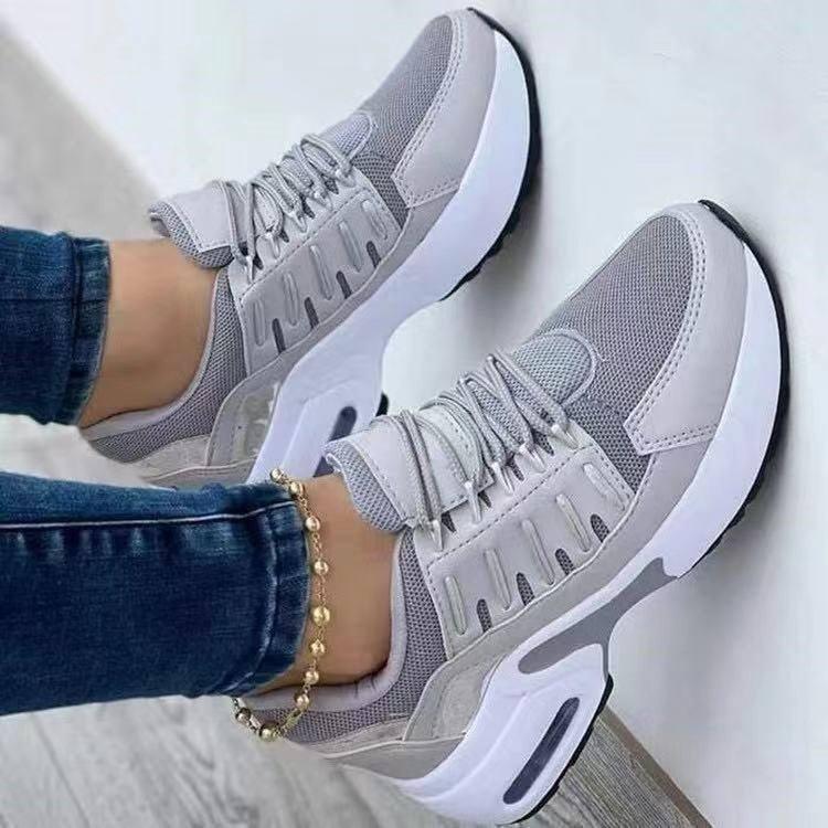 Comfortable Women's Wedge Sneakers for Daily Wear-Grey-1