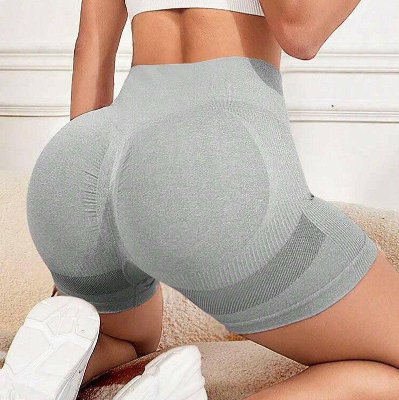 Ladies' High Waist Pants Hip Lifting Three-point Yoga Shorts-Gray-6