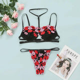 Large Size Embroidered Halterneck Sexy Girly Lingerie Set-7