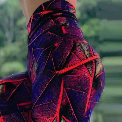 Leaf print fitness yoga pants-2