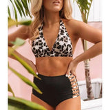 Leopard Print Sexy High Waist Swimsuit Bikini-2