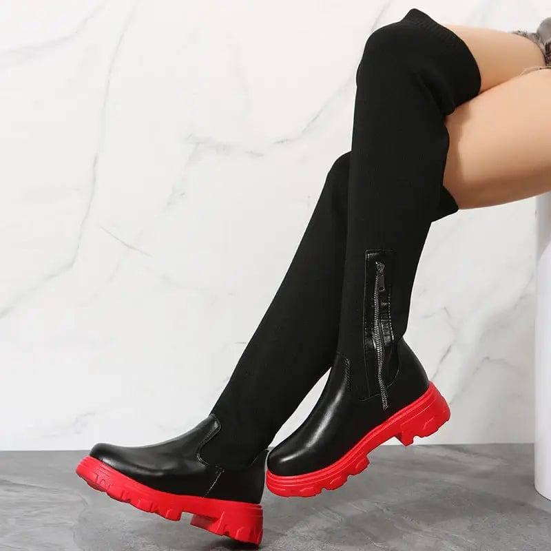 Long Boots Women Winter Shoes Fashion Side Zipper Knee High-8