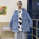 All Match Harajuku Style Long Sleeved Tooling Jacket-Blue-1