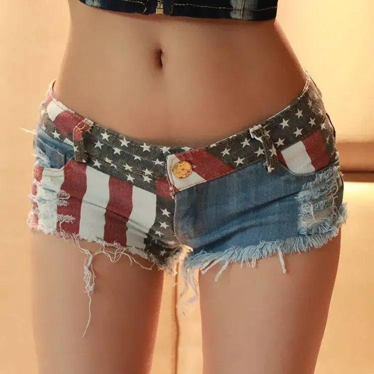 American Flag Patterned Mini Pants-13