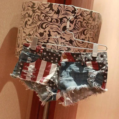 American Flag Patterned Mini Pants-3