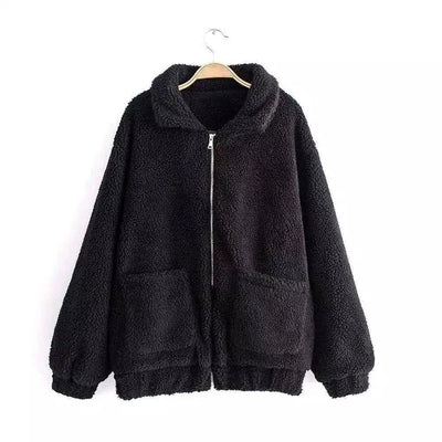 Autumn and winter warm lamb hair pocket cotton coat cotton-black-9