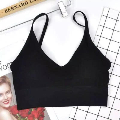 Women's Ribbed Knit Crop Top Tank-Black-3