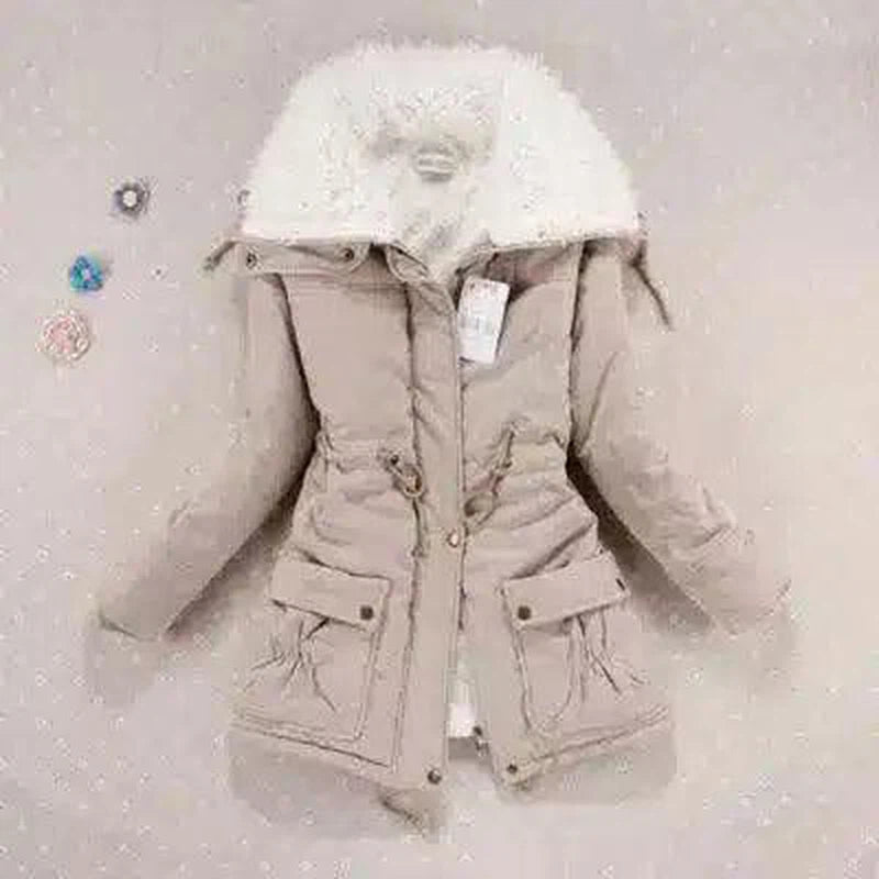 Candy-colored waist-strap cotton coat-Khaki-1