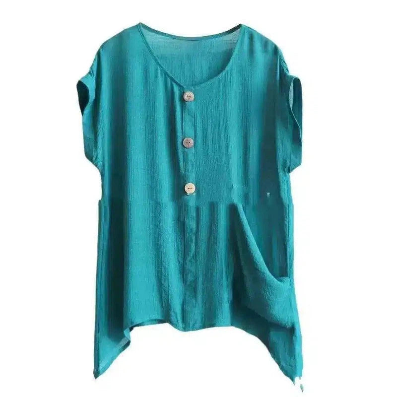 LOVEMI - Lovemi - Casual Women's Shirt Short Sleeve Pocket Pullover