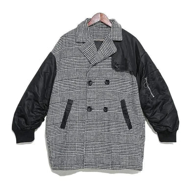 Women's Houndstooth Casual Coat-Black-2